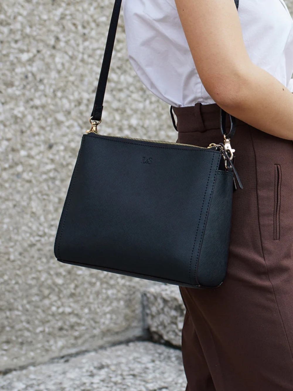 Lo & Sons Pearl Convertible Crossbody Bag -  Saffiano Leather